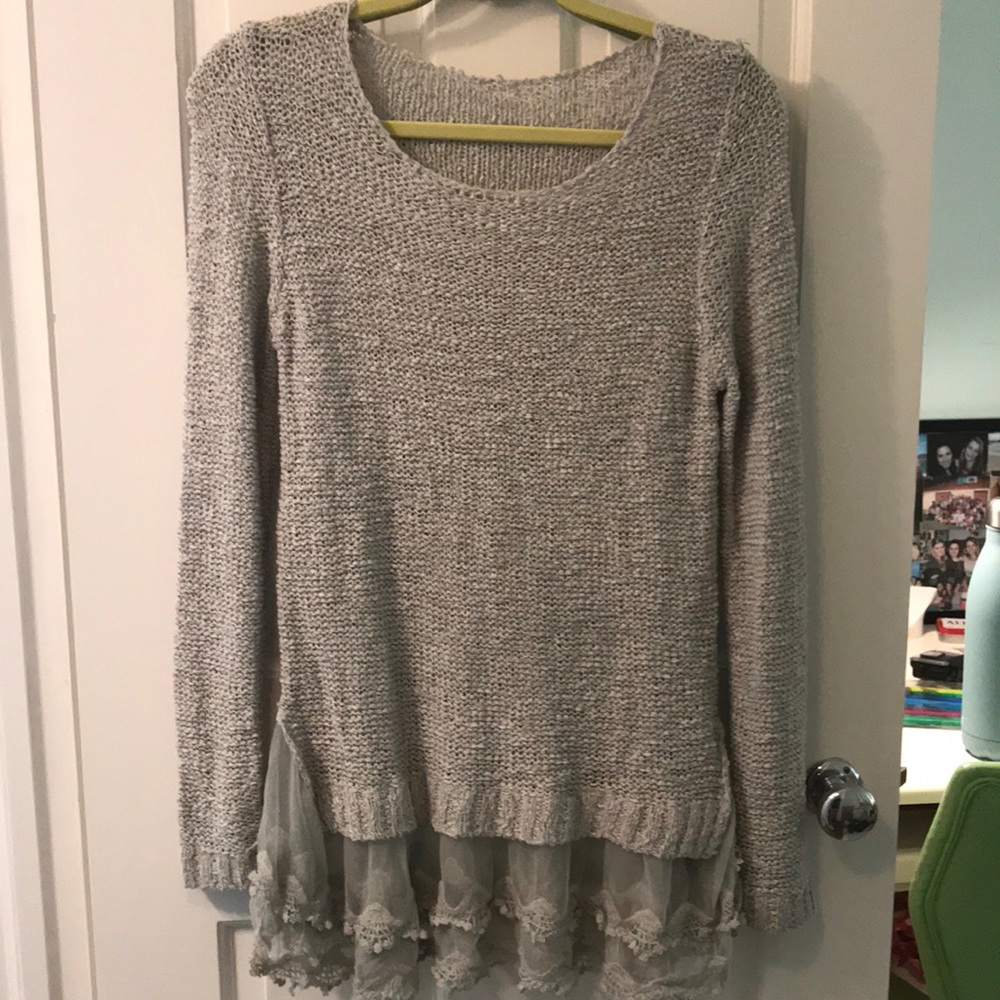 Sweater with lace detailing
